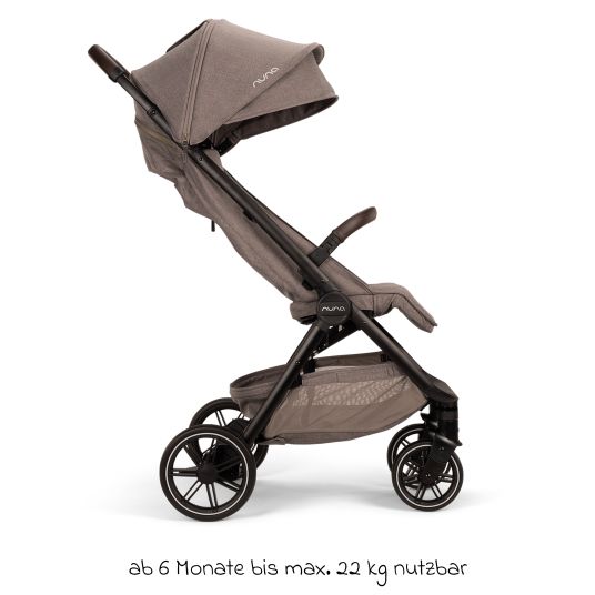 Nuna Passeggino e carrozzina TRVL Lx fino a 22 kg con cintura magnetica, meccanismo di ripiegamento automatico, incluso parapioggia e borsa per il trasporto - Cedro