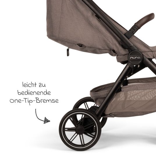 Nuna Passeggino e carrozzina TRVL Lx fino a 22 kg con cintura magnetica, meccanismo di ripiegamento automatico, incluso parapioggia e borsa per il trasporto - Cedro