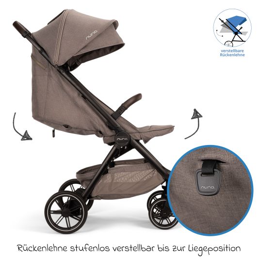 Nuna Passeggino e carrozzina TRVL Lx fino a 22 kg con cintura magnetica, meccanismo di ripiegamento automatico, incluso parapioggia e borsa per il trasporto - Cedro