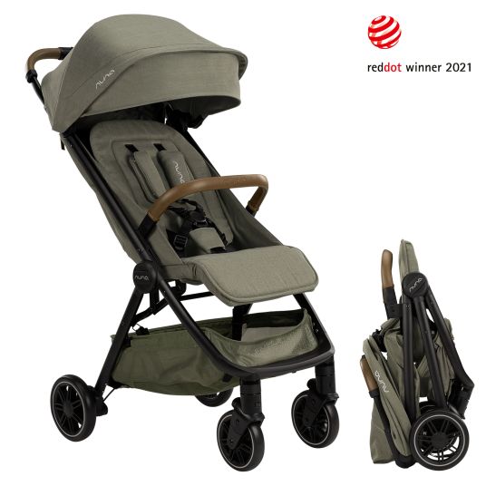 Nuna Buggy & pushchair TRVL Lx up to 22 kg with magnetic belt fastener, automatic folding mechanism incl. rain cover & transport bag - Pine