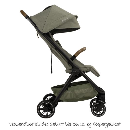 Nuna Buggy & Sportwagen TRVL Lx bis 22 kg mit magnetischem Gurtverschluss, automatischem Faltmechanismus inkl. Regenschutz & Transporttasche - Pine