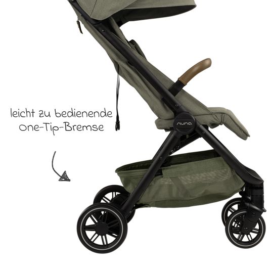 Nuna Buggy & Sportwagen TRVL Lx bis 22 kg mit magnetischem Gurtverschluss, automatischem Faltmechanismus inkl. Regenschutz & Transporttasche - Pine