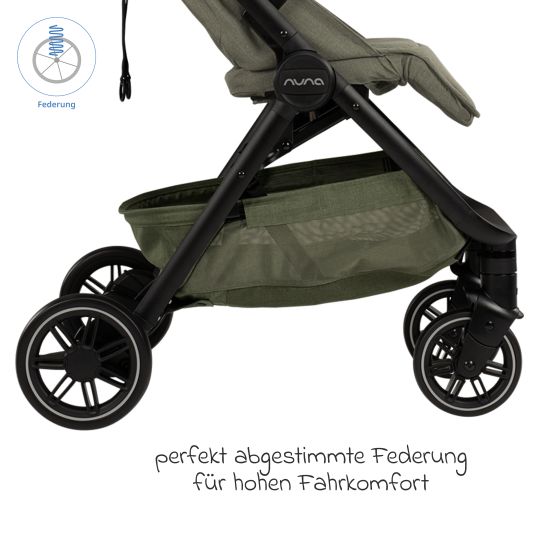 Nuna Buggy & pushchair TRVL Lx up to 22 kg with magnetic belt fastener, automatic folding mechanism incl. rain cover & transport bag - Pine