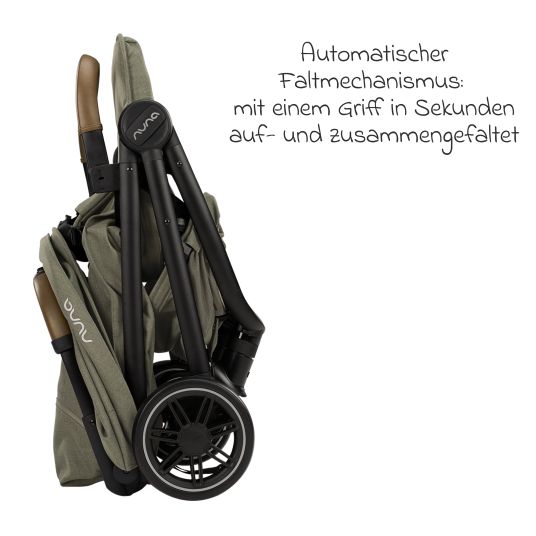 Nuna Buggy & Sportwagen TRVL Lx bis 22 kg mit magnetischem Gurtverschluss, automatischem Faltmechanismus inkl. Regenschutz & Transporttasche - Pine