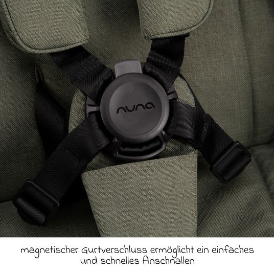 Nuna Buggy & Sportwagen TRVL Lx bis 22 kg mit magnetischem Gurtverschluss, automatischem Faltmechanismus inkl. Regenschutz & Transporttasche - Pine