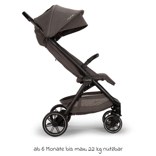 Nuna Passeggino e carrozzina TRVL Lx fino a 22 kg con cintura magnetica, meccanismo di ripiegamento automatico, incluso parapioggia e borsa per il trasporto - Thunder