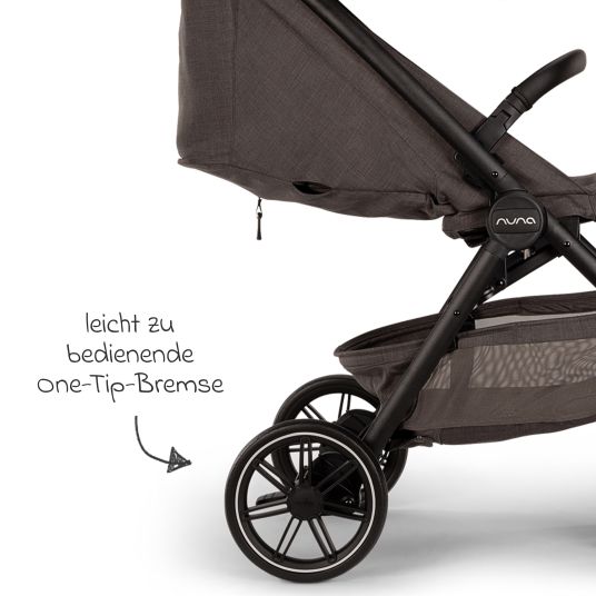 Nuna Passeggino e carrozzina TRVL Lx fino a 22 kg con cintura magnetica, meccanismo di ripiegamento automatico, incluso parapioggia e borsa per il trasporto - Thunder