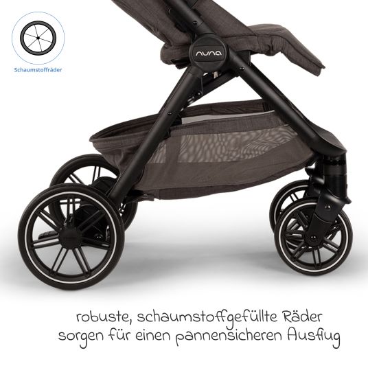 Nuna Passeggino e carrozzina TRVL Lx fino a 22 kg con cintura magnetica, meccanismo di ripiegamento automatico, incluso parapioggia e borsa per il trasporto - Thunder