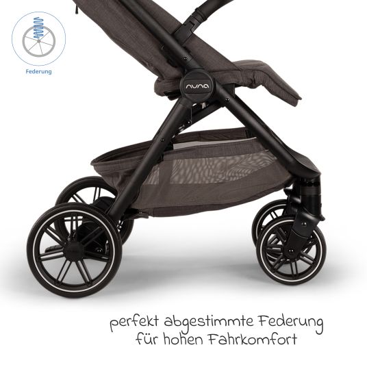 Nuna Passeggino e carrozzina TRVL Lx fino a 22 kg con cintura magnetica, meccanismo di ripiegamento automatico, incluso parapioggia e borsa per il trasporto - Thunder