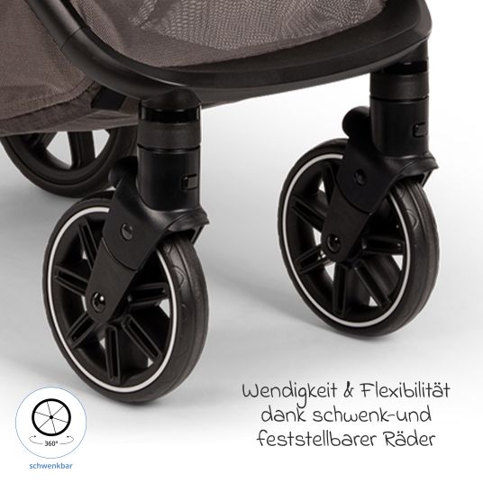 Nuna Passeggino e carrozzina TRVL Lx fino a 22 kg con cintura magnetica, meccanismo di ripiegamento automatico, incluso parapioggia e borsa per il trasporto - Thunder