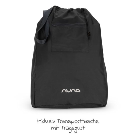 Nuna Passeggino e carrozzina TRVL Lx fino a 22 kg con cintura magnetica, meccanismo di ripiegamento automatico, incluso parapioggia e borsa per il trasporto - Thunder