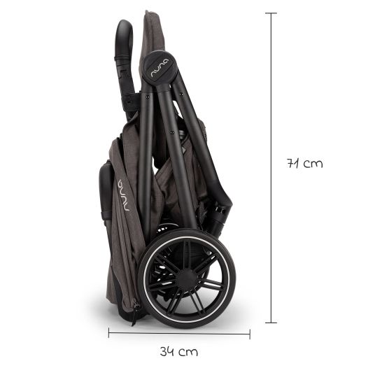 Nuna Passeggino e carrozzina TRVL Lx fino a 22 kg con cintura magnetica, meccanismo di ripiegamento automatico, incluso parapioggia e borsa per il trasporto - Thunder