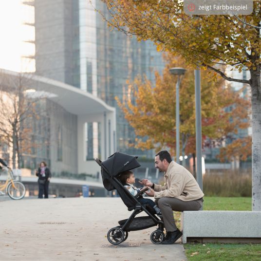 Nuna Passeggino e carrozzina TRVL Lx fino a 22 kg con cintura magnetica, meccanismo di ripiegamento automatico, incluso parapioggia e borsa per il trasporto - Thunder