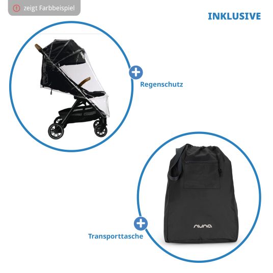 Nuna Passeggino e carrozzina TRVL Lx fino a 22 kg con cintura magnetica, meccanismo di ripiegamento automatico, incluso parapioggia e borsa per il trasporto - Thunder