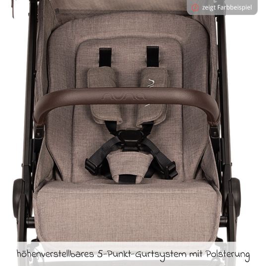 Nuna Passeggino e carrozzina TRVL Lx fino a 22 kg con cintura magnetica, meccanismo di ripiegamento automatico, incluso parapioggia e borsa per il trasporto - Thunder