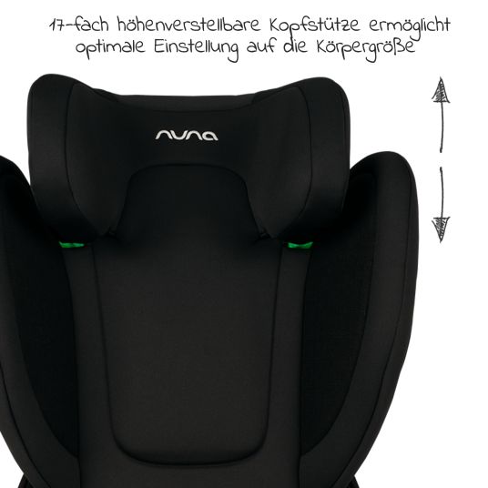 Nuna Child seat AACE LX i-Size from 3.5 years - 12 years (100 cm -150 cm) incl. Isofix - Caviar
