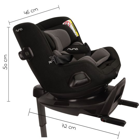 Nuna Reboarder child seat PRUU i-Size 360° rotatable from birth to 4 years (40 cm - 105 cm) incl. base station & seat reducer - Caviar