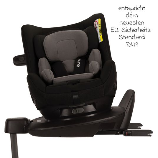 Nuna Reboarder child seat PRUU i-Size 360° rotatable from birth to 4 years (40 cm - 105 cm) incl. base station & seat reducer - Caviar