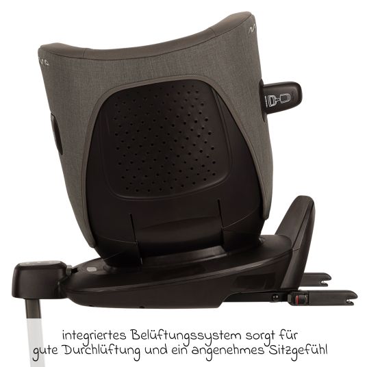 Nuna Reboarder child seat PRUU i-Size 360° rotatable from birth to 4 years (40 cm - 105 cm) incl. base station & seat reducer - Granite