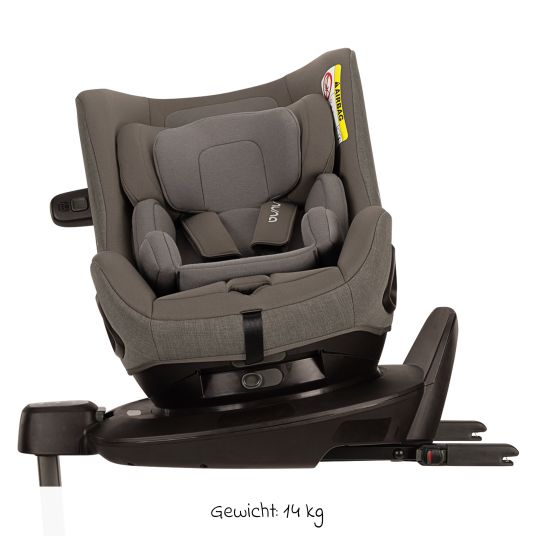 Nuna Reboarder child seat PRUU i-Size 360° rotatable from birth to 4 years (40 cm - 105 cm) incl. base station & seat reducer - Granite