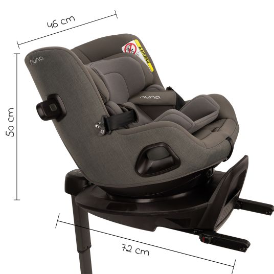 Nuna Reboarder child seat PRUU i-Size 360° rotatable from birth to 4 years (40 cm - 105 cm) incl. base station & seat reducer - Granite