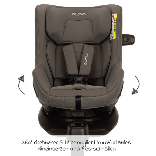 Nuna Reboarder child seat PRUU i-Size 360° rotatable from birth to 4 years (40 cm - 105 cm) incl. base station & seat reducer - Granite