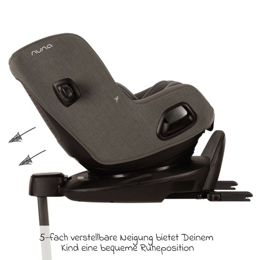 Nuna Reboarder child seat PRUU i-Size 360° rotatable from birth to 4 years (40 cm - 105 cm) incl. base station & seat reducer - Granite