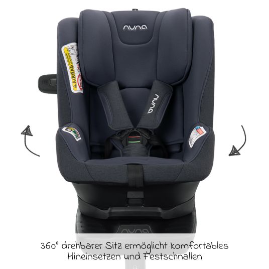 Nuna Reboarder-Kindersitz PRYM i-Size ab Geburt - 4 Jahre (40 cm - 105 cm) 360° drehbar, inkl. Isofix-Basis - Lake