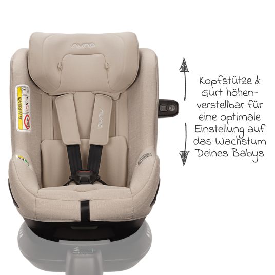 Nuna Reboarder child seat TODL next i-Size 360° rotatable from birth to 4 years (40 cm - 105 cm) incl. seat reducer - Biscotti