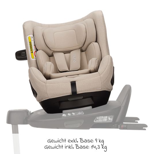 Nuna Reboarder child seat TODL next i-Size 360° rotatable from birth to 4 years (40 cm - 105 cm) incl. seat reducer - Biscotti