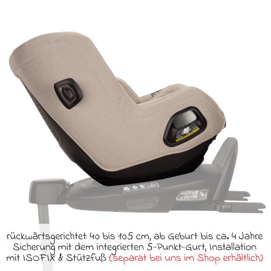 Nuna Reboarder child seat TODL next i-Size 360° rotatable from birth to 4 years (40 cm - 105 cm) incl. seat reducer - Biscotti