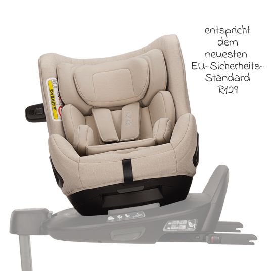 Nuna Reboarder-Kindersitz TODL next i-Size 360° drehbar ab Geburt bis 4 Jahre (40 cm - 105 cm) inkl. Sitzverkleinerer - Biscotti