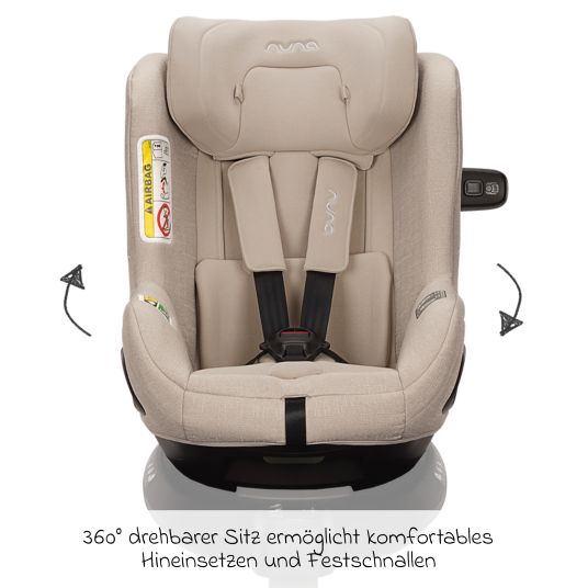 Nuna Reboarder-Kindersitz TODL next i-Size 360° drehbar ab Geburt bis 4 Jahre (40 cm - 105 cm) inkl. Sitzverkleinerer - Biscotti