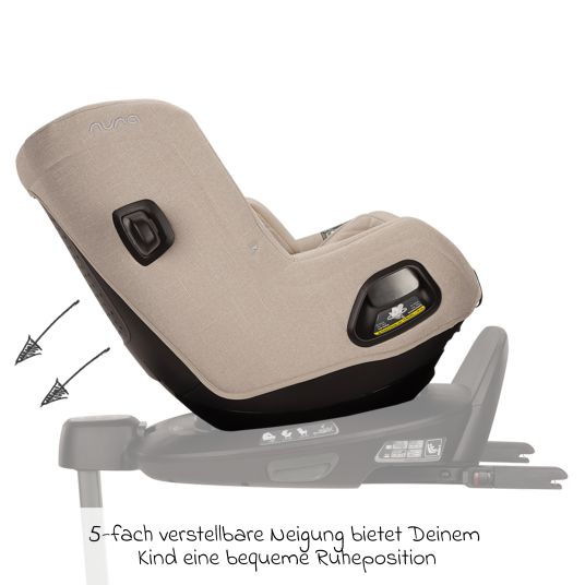 Nuna Reboarder child seat TODL next i-Size 360° rotatable from birth to 4 years (40 cm - 105 cm) incl. seat reducer - Biscotti