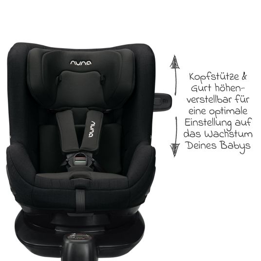 Nuna Reboarder child seat TODL next i-Size 360° rotatable from birth to 4 years (40 cm - 105 cm) incl. seat reducer - Caviar