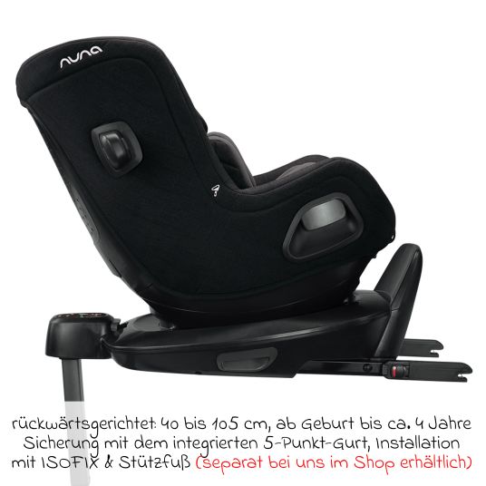 Nuna Reboarder child seat TODL next i-Size 360° rotatable from birth to 4 years (40 cm - 105 cm) incl. seat reducer - Caviar