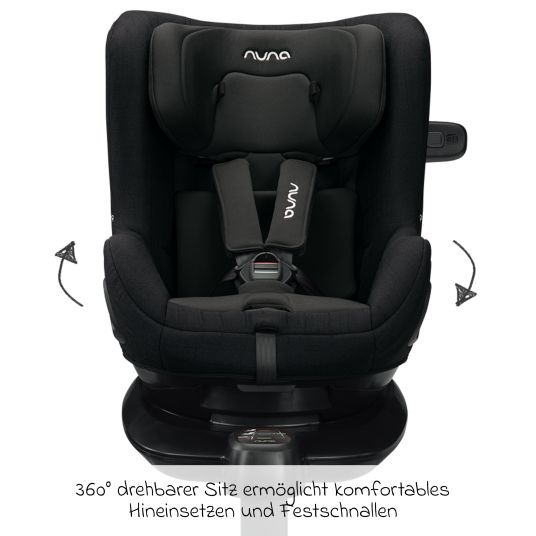 Nuna Reboarder child seat TODL next i-Size 360° rotatable from birth to 4 years (40 cm - 105 cm) incl. seat reducer - Caviar