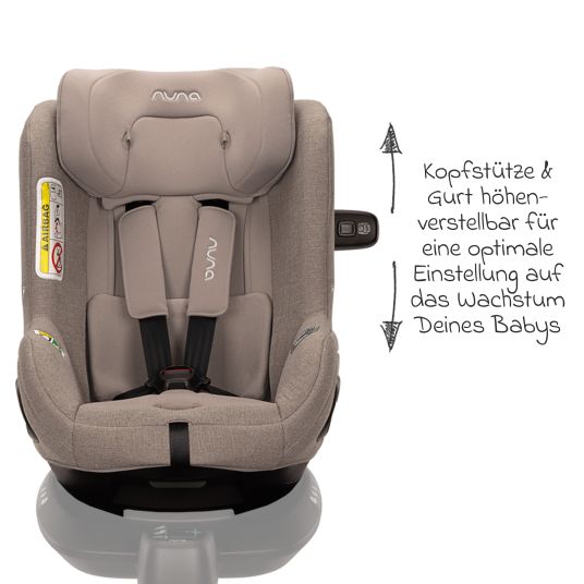 Nuna Seggiolino per bambini TODL next i-Size girevole a 360° dalla nascita fino a 4 anni (40 cm - 105 cm) incluso riduttore di seduta - Cedro