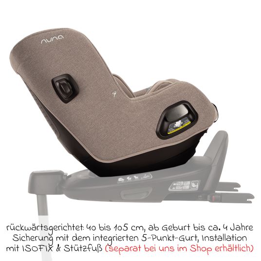 Nuna Reboarder child seat TODL next i-Size 360° rotatable from birth to 4 years (40 cm - 105 cm) incl. seat reducer - Cedar