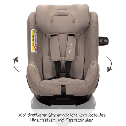 Nuna Seggiolino per bambini TODL next i-Size girevole a 360° dalla nascita fino a 4 anni (40 cm - 105 cm) incluso riduttore di seduta - Cedro