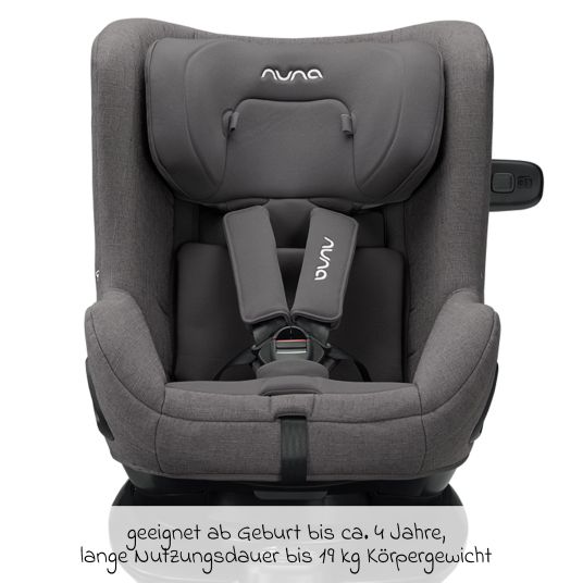 Nuna Reboarder child seat TODL next i-Size 360° rotatable from birth to 4 years (40 cm - 105 cm) incl. seat reducer - Granite