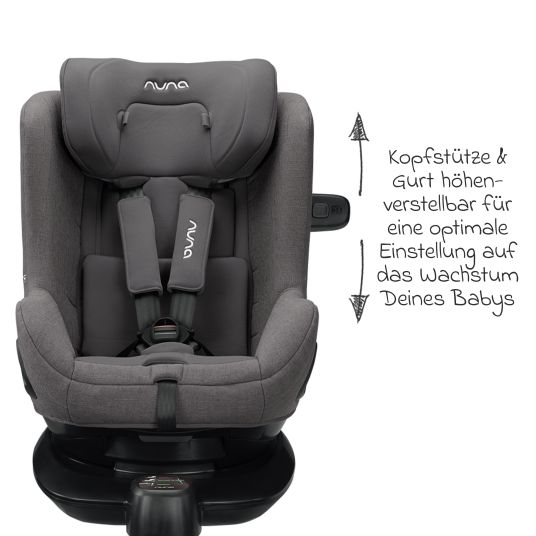 Nuna Reboarder child seat TODL next i-Size 360° rotatable from birth to 4 years (40 cm - 105 cm) incl. seat reducer - Granite