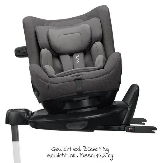 Nuna Reboarder child seat TODL next i-Size 360° rotatable from birth to 4 years (40 cm - 105 cm) incl. seat reducer - Granite