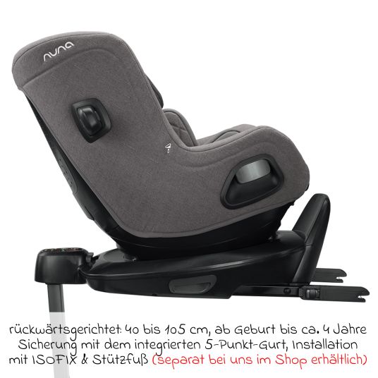 Nuna Reboarder child seat TODL next i-Size 360° rotatable from birth to 4 years (40 cm - 105 cm) incl. seat reducer - Granite