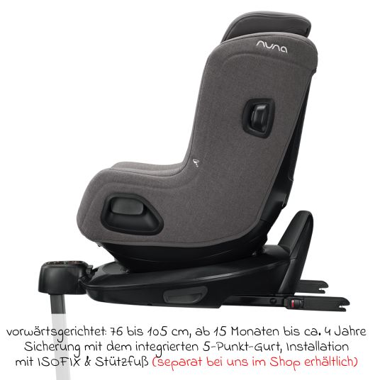 Nuna Reboarder child seat TODL next i-Size 360° rotatable from birth to 4 years (40 cm - 105 cm) incl. seat reducer - Granite