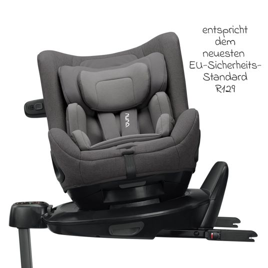 Nuna Reboarder child seat TODL next i-Size 360° rotatable from birth to 4 years (40 cm - 105 cm) incl. seat reducer - Granite