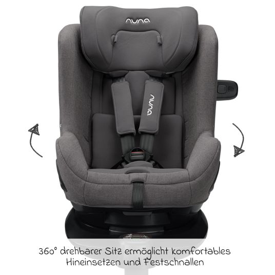 Nuna Reboarder child seat TODL next i-Size 360° rotatable from birth to 4 years (40 cm - 105 cm) incl. seat reducer - Granite