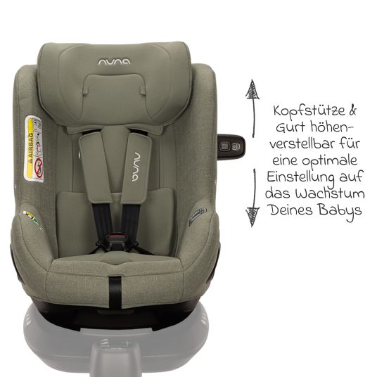 Nuna Reboarder child seat TODL next i-Size 360° rotatable from birth to 4 years (40 cm - 105 cm) incl. seat reducer - Pine