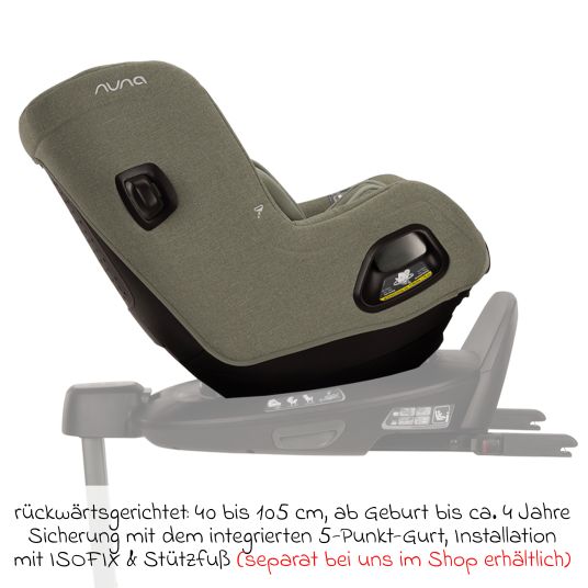 Nuna Reboarder child seat TODL next i-Size 360° rotatable from birth to 4 years (40 cm - 105 cm) incl. seat reducer - Pine