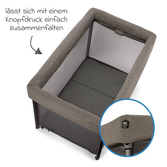 Nuna Reisebett PAAL ab Geburt - 15 kg klappbar inkl. Matratze, Tragetasche & Insektenschutz - Granite